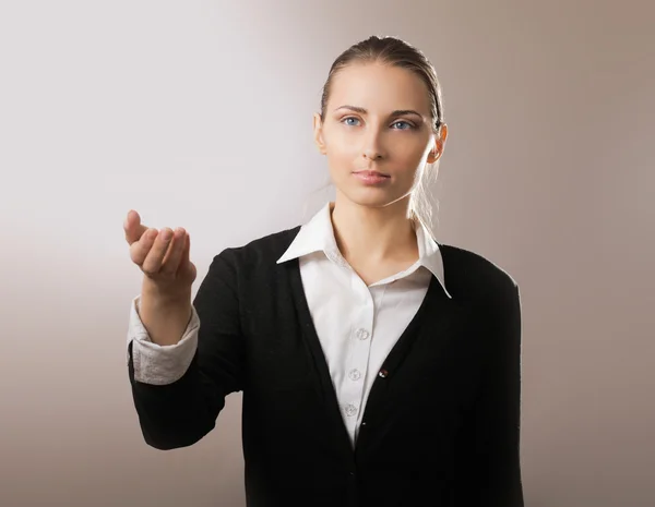 Woman showing something — Stock Photo, Image