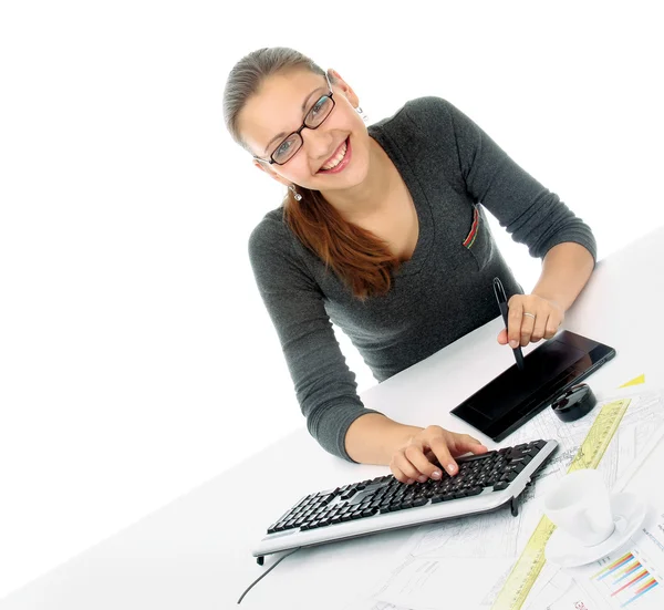 Geschäftsfrau mit Laptop — Stockfoto