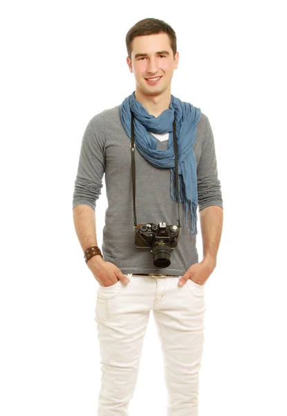 Young photographer with a camera — Stock Photo, Image