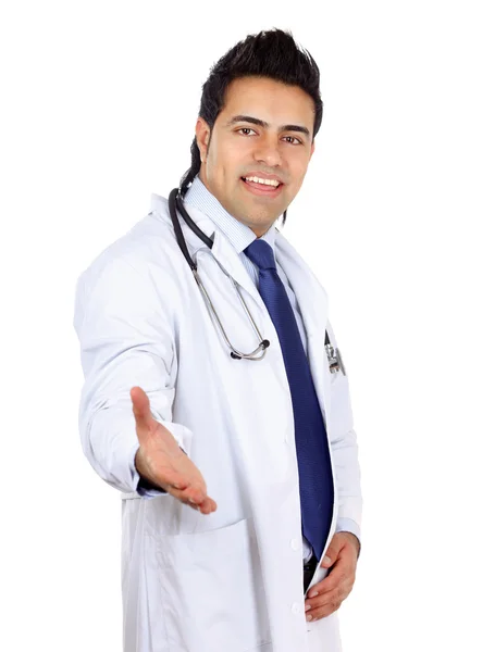 A male doctor giving his hand for a handshake — Stock Photo, Image