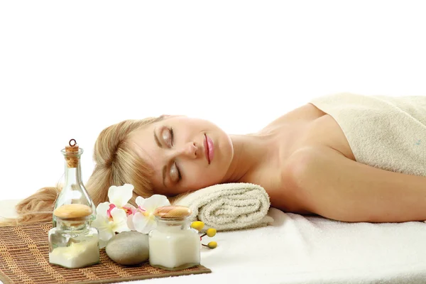 Woman relaxing in a spa center — Stock Photo, Image