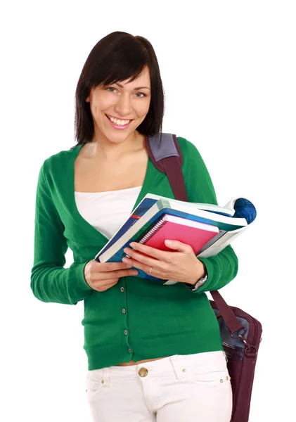 Estudante feminina com livros , — Fotografia de Stock