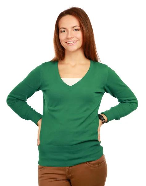 Young woman standing with folded arms — Stock Photo, Image