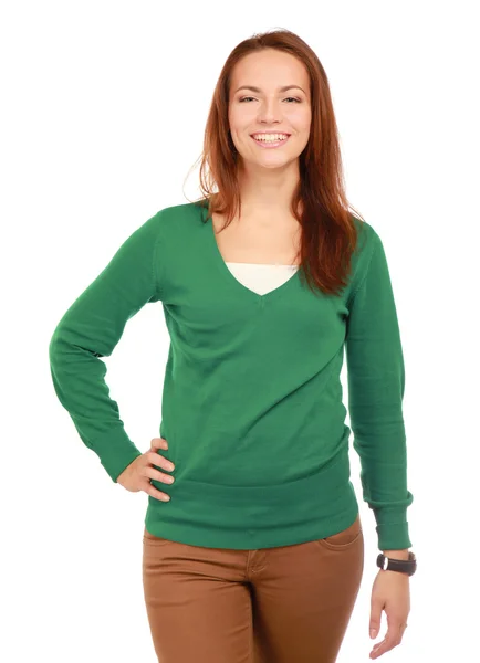 Young woman standing with folded arms — Stock Photo, Image