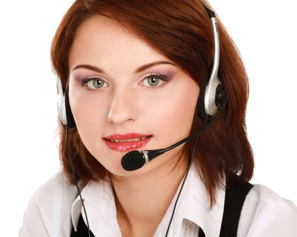 Business woman with headset — Stock Photo, Image