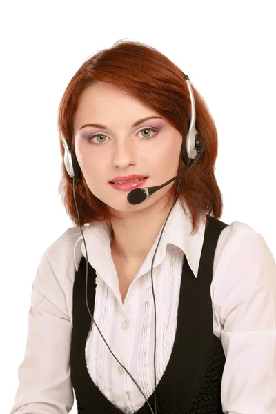 Mujer de negocios con auriculares — Foto de Stock