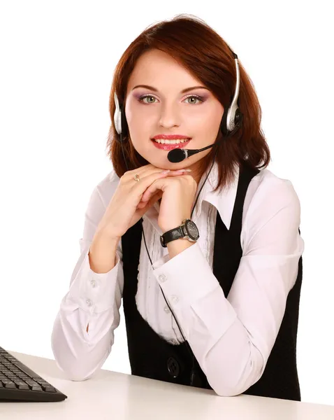 Business woman with headset — Stock Photo, Image