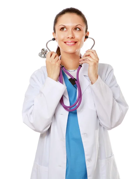 Young female doctor listening — Stock Photo, Image