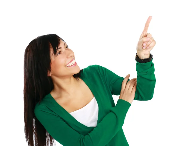 Woman points a hand Royalty Free Stock Images