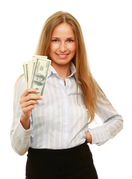 Woman with dollars in her hands Stock Photo