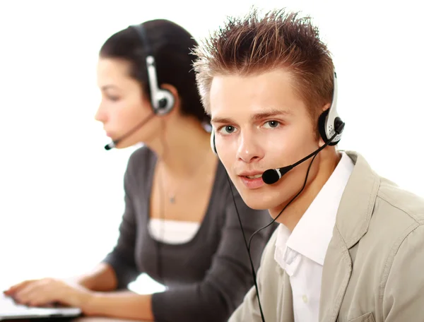 Businesswoman and Businessman with headset — Stock Photo, Image