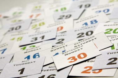 Calendar cards with week days and months clipart
