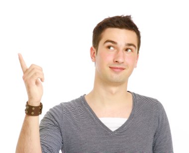 genç gülümseyen adam ortaya