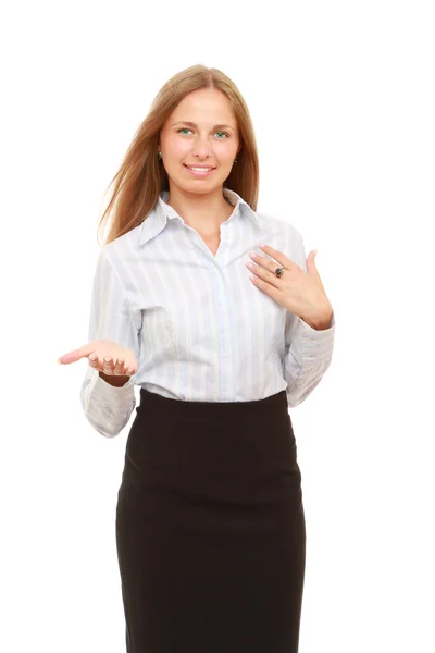 Businesswoman giving her hand — Stock Photo, Image