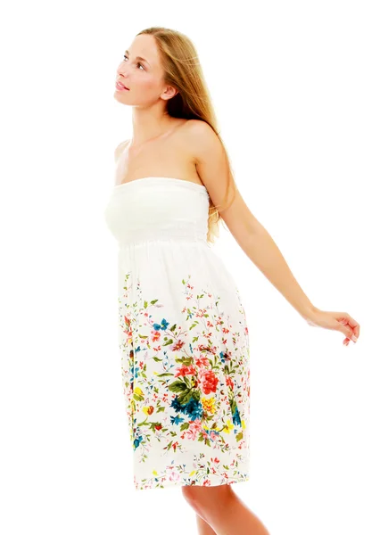 Güzel yaz elbise giyen kız — Stok fotoğraf