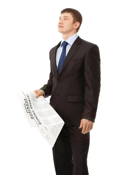 Businessman with a newspaper — Stock Photo, Image