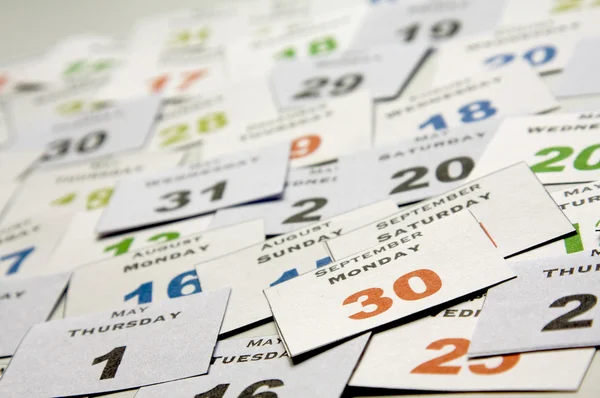 Tarjetas de calendario con días y meses de semana — Foto de Stock