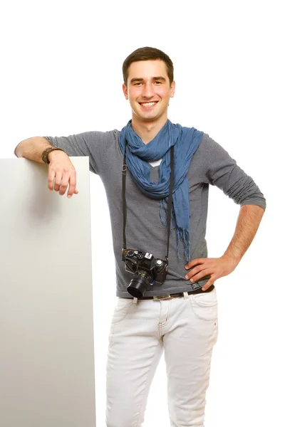 Fotógrafo con un blanco — Foto de Stock