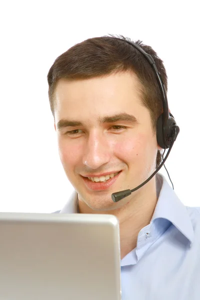 Young customer service guy working — Stock Photo, Image