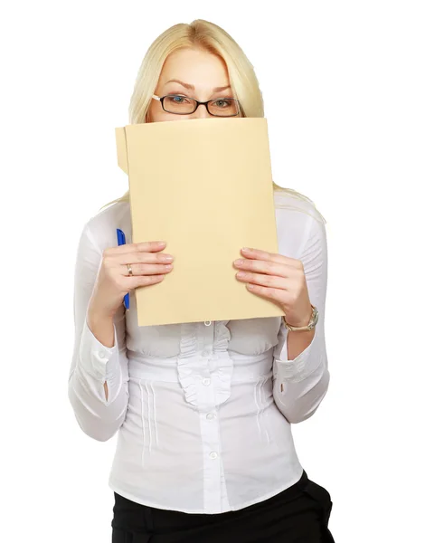 Businesswoman with folder — Stock Photo, Image