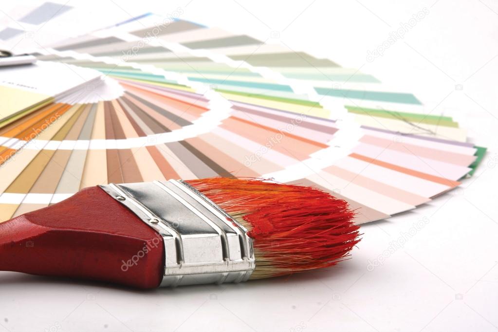 Paintbrush and a colorful paint
