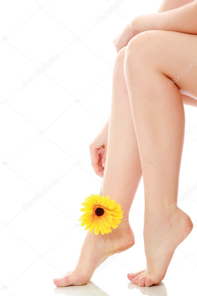 Beautiful legs and feet with flower