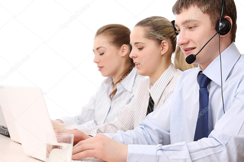 Customer service consultants working