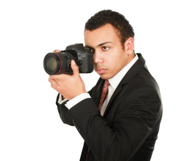 gülümseyen bir profesyonel fotoğrafçı.
