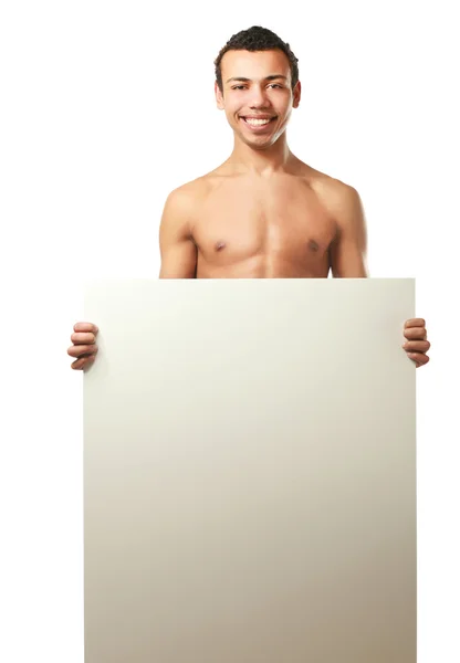与空白的副本空间覆盖的裸体男人 — 图库照片