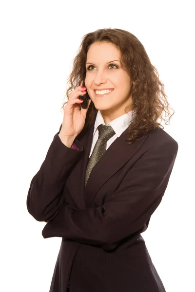 Zakenvrouw die mobiele telefoon gebruikt — Stockfoto