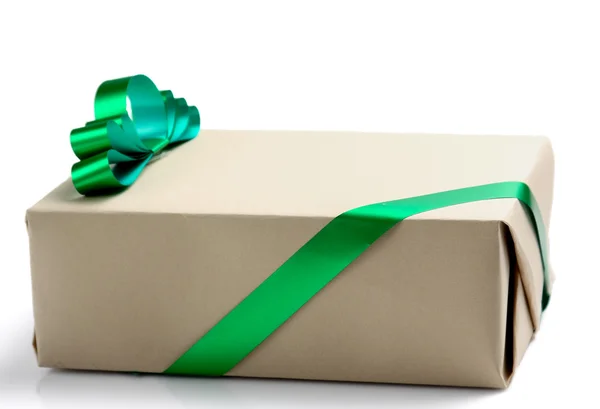 Caja de regalo con cinta verde — Foto de Stock