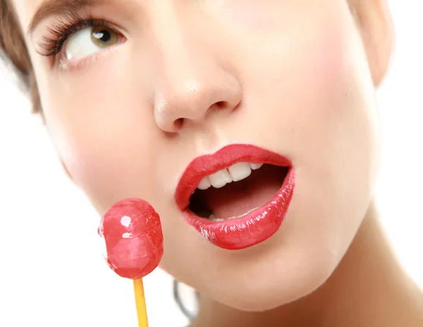 Frau mit Lolipop — Stockfoto