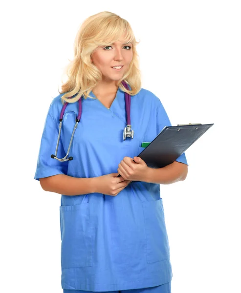 A female doctor with a folder — Stock Photo, Image