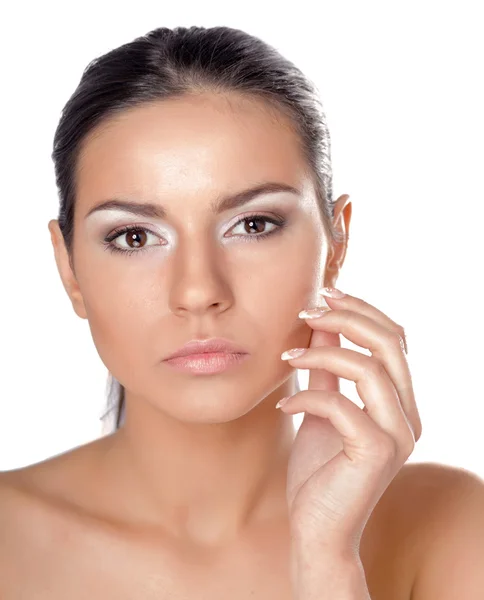 Beautiful woman touching face — Stock Photo, Image