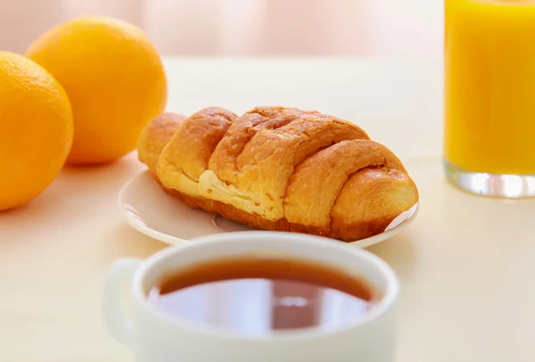 Croissants, Coffee, Orange Juice — Stock Photo, Image