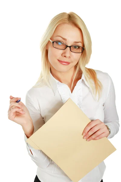 Young businesswoman with folder. — Stock Photo, Image