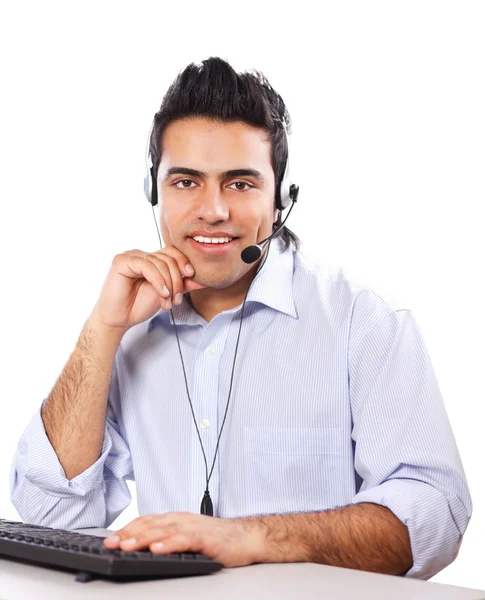 Customer support operator with a headset — Stock Photo, Image