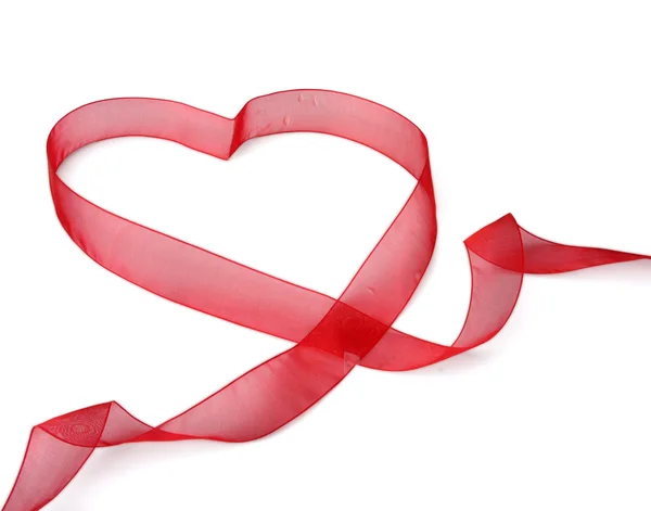 A red ribbon shaping heart — Stock Photo, Image