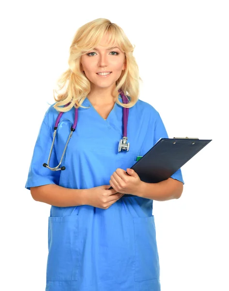 Ženský lékař se složkou — Stock fotografie