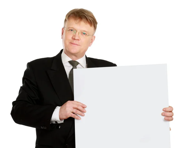 Businessman holding a banner Stock Image