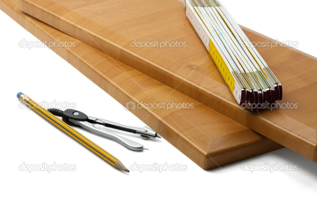 Wooden board and tools