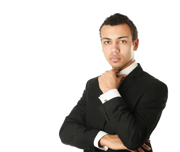 A portrait of a businessman standing isolated on white background — Stock Photo, Image