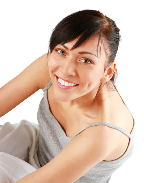 Woman sitting on the floor — Stock Photo, Image