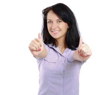 ok gösteren genç bir kadın