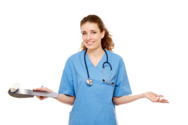 Bir kadın doktorun portresi.