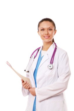 kadın doktor ile bir klasör