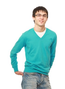 Gözlüklü genç adam.