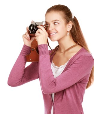 Kameralı genç kadın.