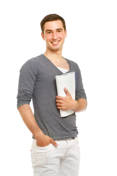 Young college guy with a  book — Stock Photo, Image