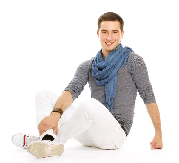 Guy sitting on the floor — Stock Photo, Image